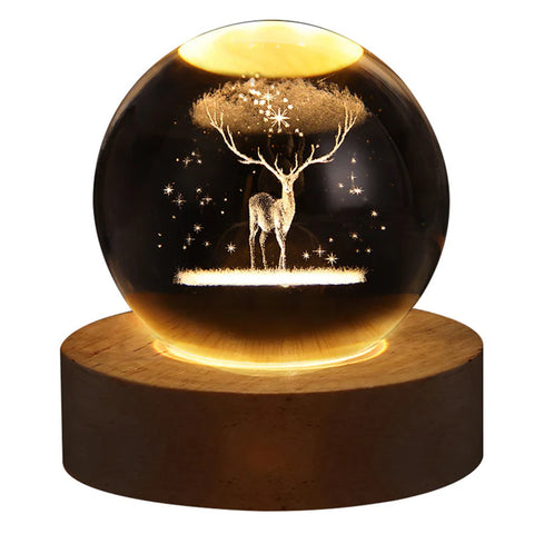 SweeGlow Deer: USB Galaxy Crystal Lamp & 3D Deer Orb